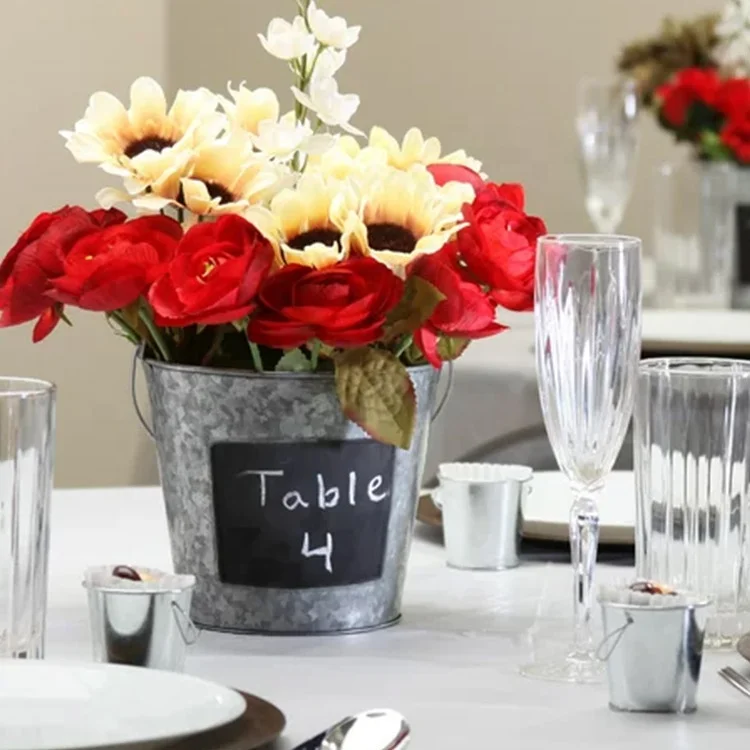 Multi-Function Galvanized Metal Bucket Iron Round Pails Tin Bucket Water Bucket Pail Container with Chalkboard