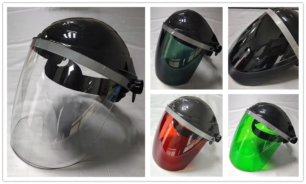 Protective full face shield black top PC face shield tinted safety face shields high temperature resistance