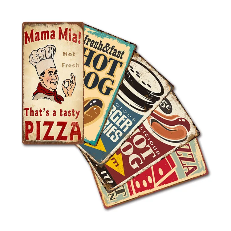 
Tin sign 15X30CM customized design UV letter printing food license Plate Number retro metal signs for home decor 