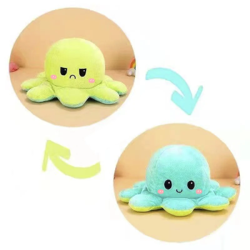 40Cm Wholesale Double-Sided Octopus Reversible Christmas Octopus Plush Pillow Plush Octopus Reversible
