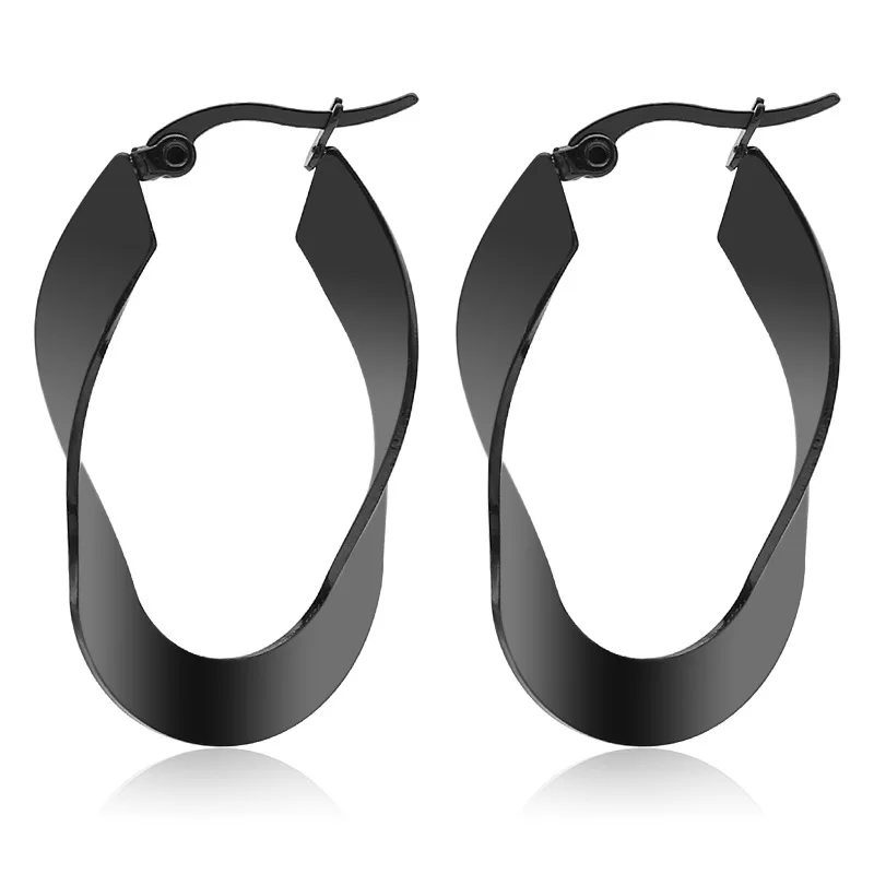Jewelry Wholesale 3 colors   Stainless Steel Men Girls Rings Earrings Oval Spiral Piercing Jewelry