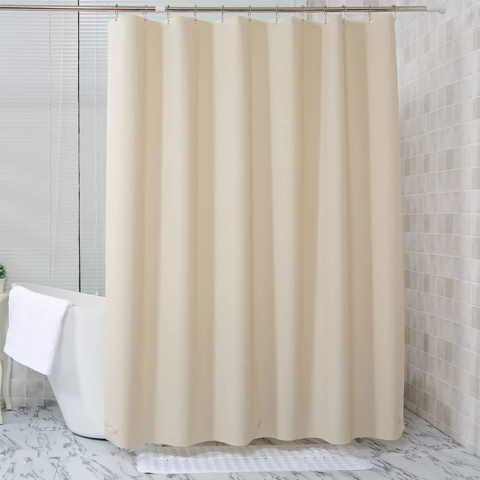 No Punching PEVA Solid Color Beige Shower Curtain Waterproof Anti-mold Toilet Partition Bathroom Shower Curtains