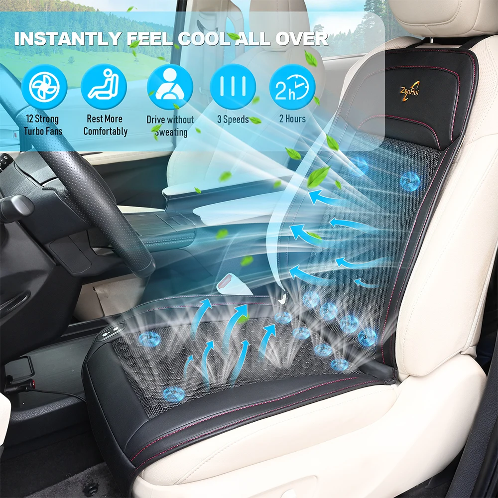 automatical interior accessory 12v 24v strong fan smart massage heat removol cooling car seat cushion for ventilation