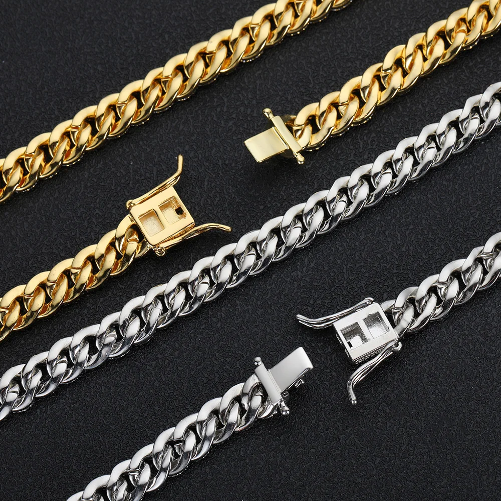 8mm Hot Selling Dense Cuban Chain 3A+CZ Cuban Link Chain Micro Insert Cuban Link Necklace men