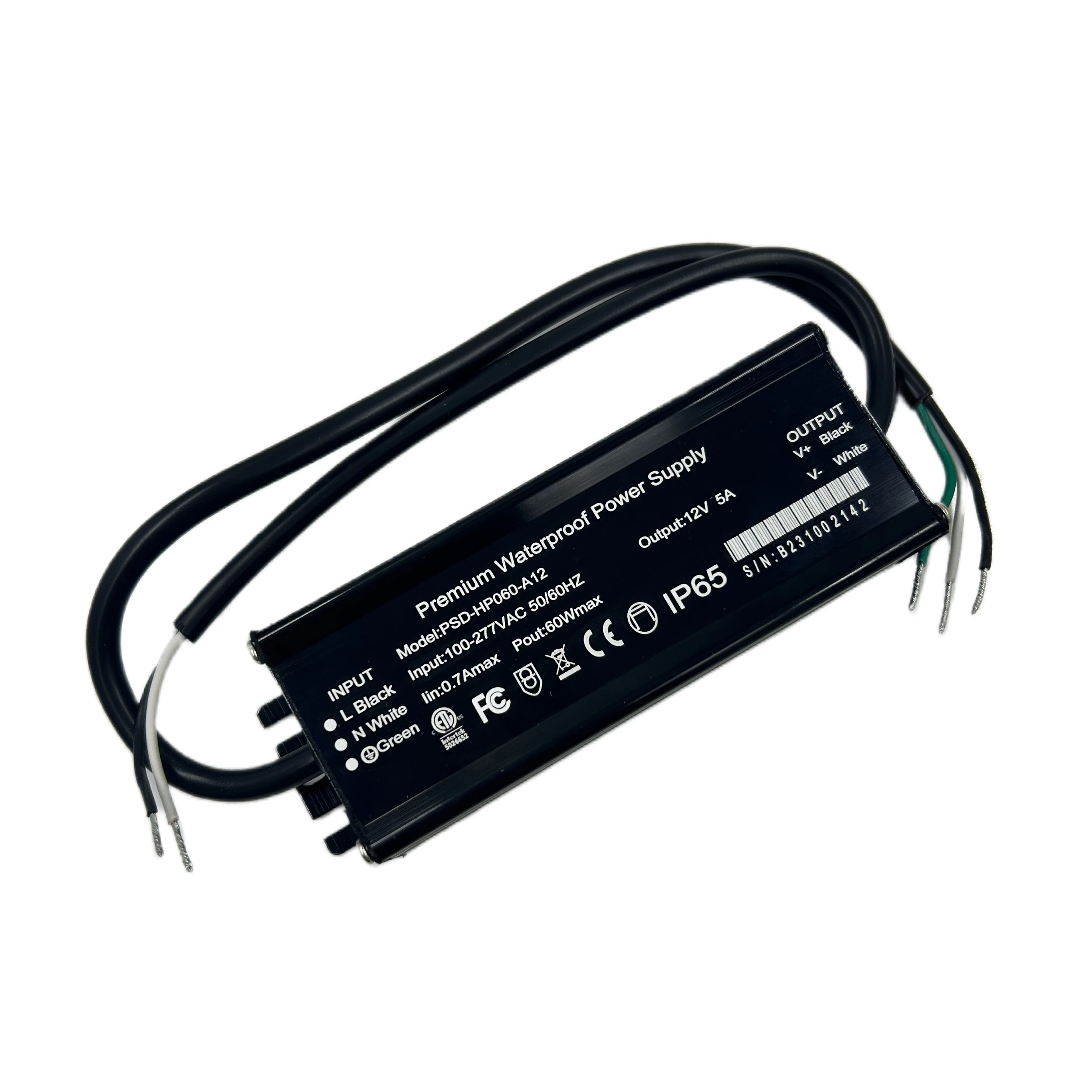 LED driver 60W 12V DC 5A Transformer Adapter ETL Listed 100-277V AC to 12V DC Low Voltage output Power Supply