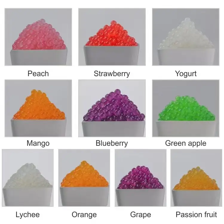 Sodium alginate passion fruit flavor round shape 1.3kg bag yellow color pearls popping boba