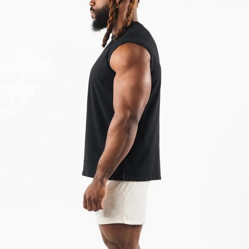 Soft material quick dry custom sleeveless gym tank tops for men