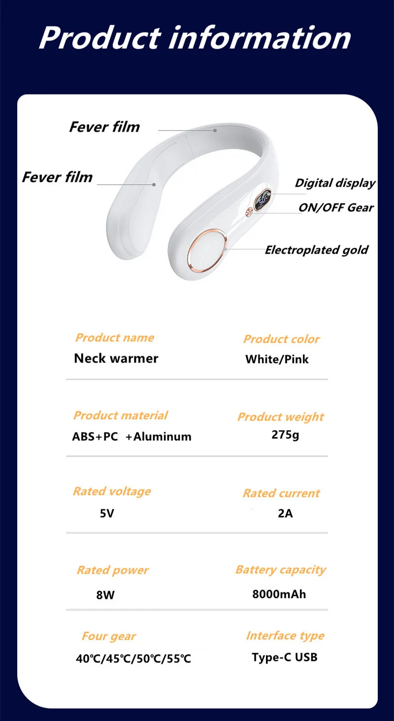 New Style warmer Neck Fan Heater USB Mini Hot Sell Factory Directly Sell Neck Warmer