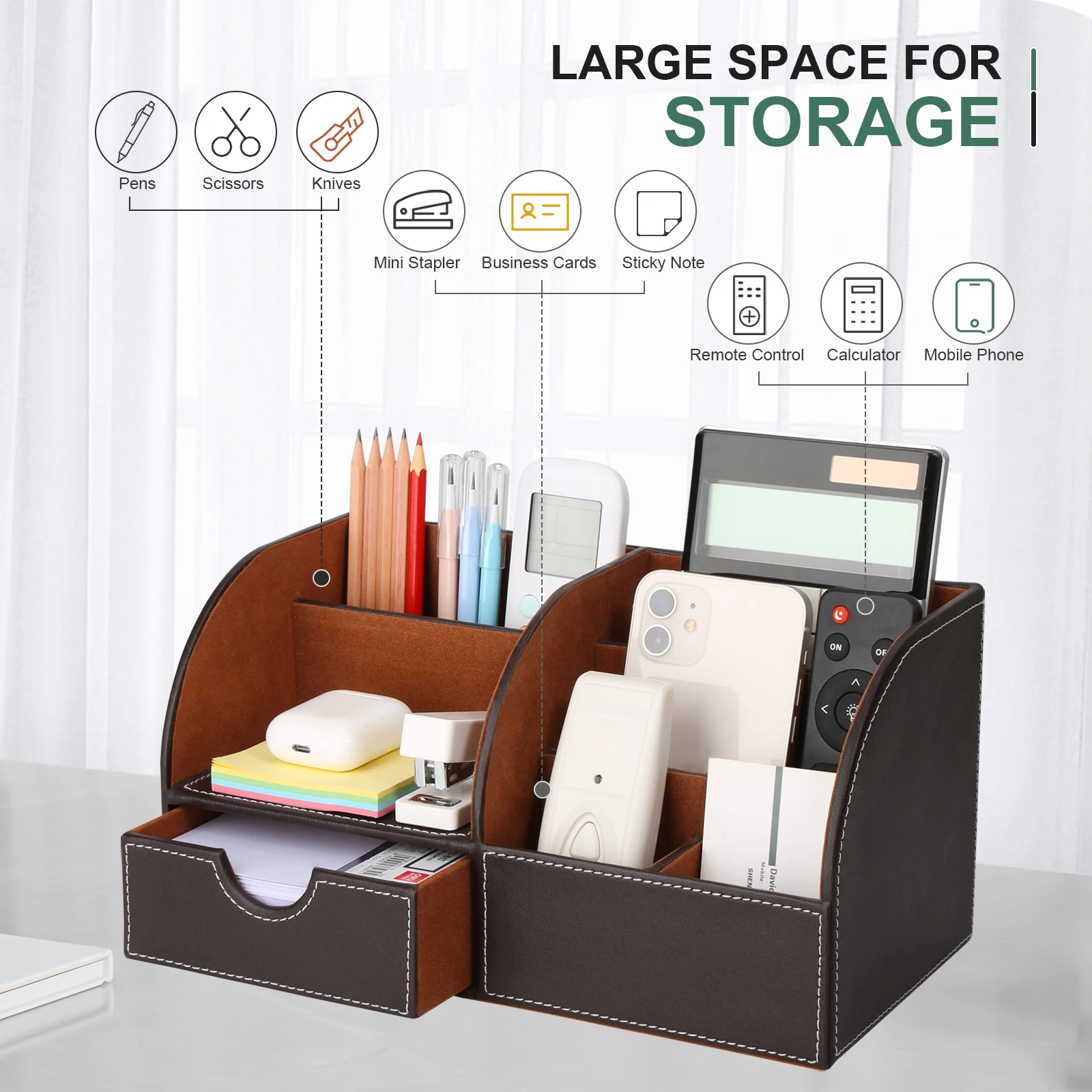 Home Accessories Leather Organizer Multifunction Leather Storage Boxes