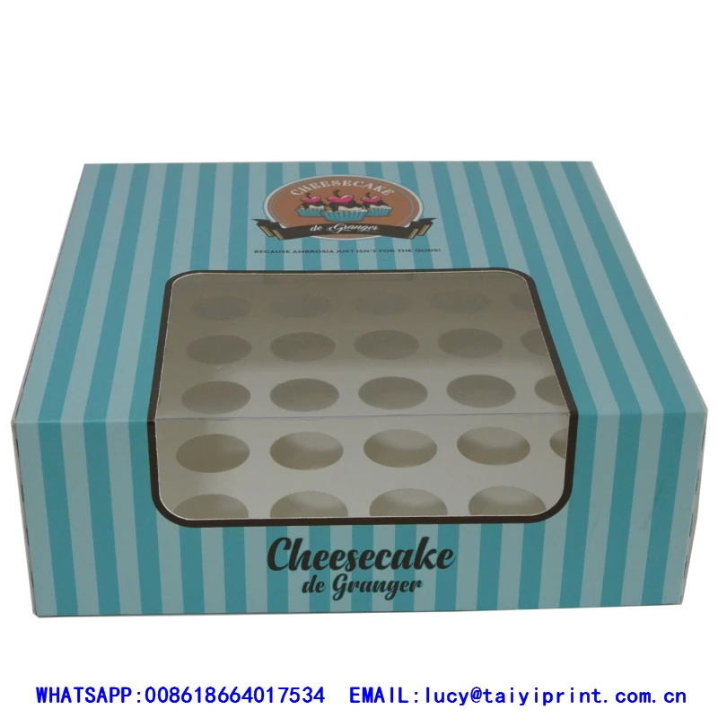 
Customized printed black and white stripe drawer cupcake box 