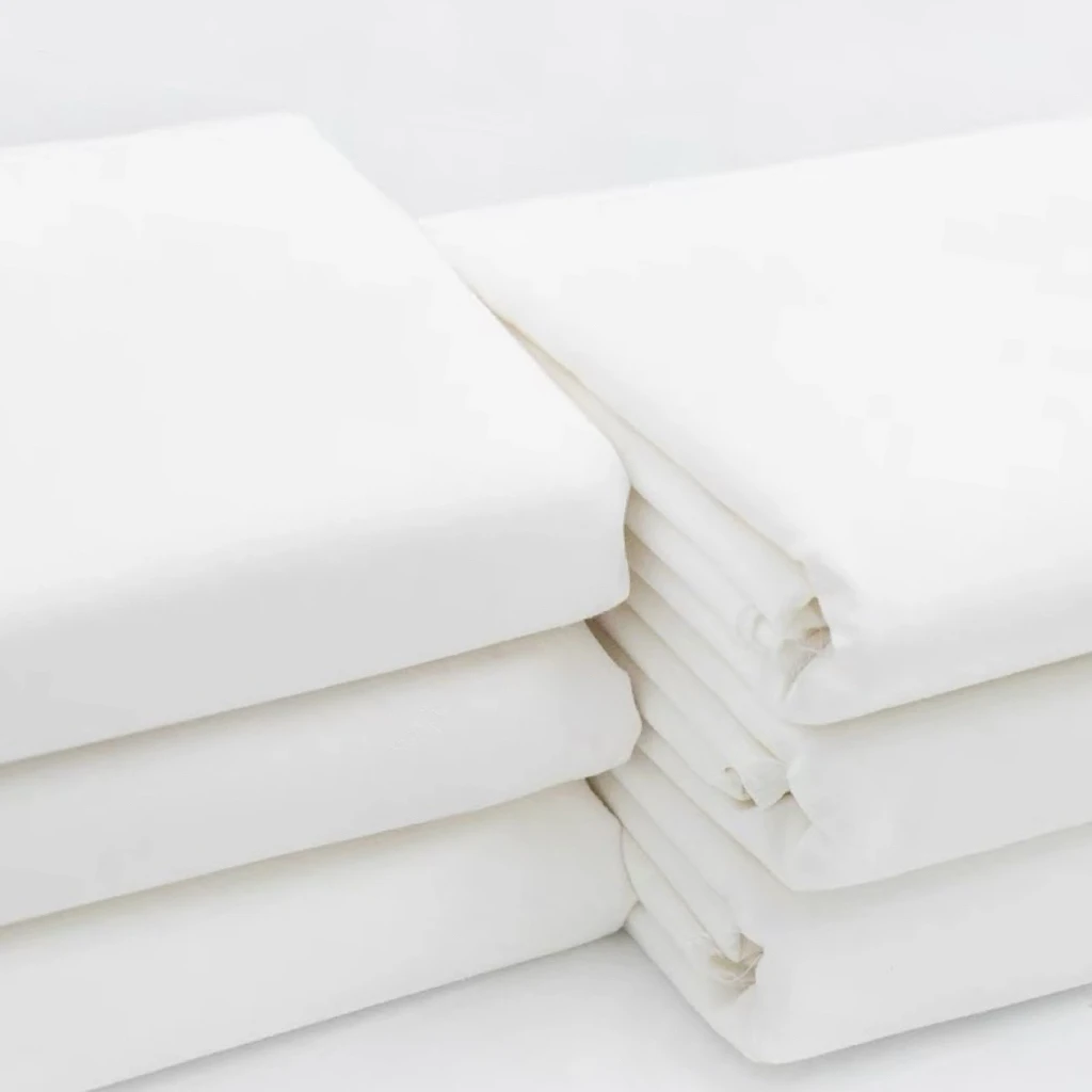 White Bleached Plain Percale 100% Cotton Hospital Bedding Fabric, 200T Bed Sheet Fabric