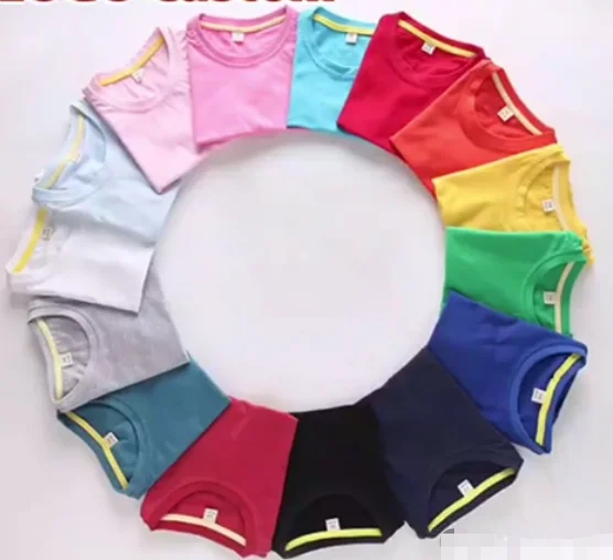 Оптовая продажа, детские футболки из 100% хлопка без рисунка, детские футболки с коротким рукавом и логотипом на заказ