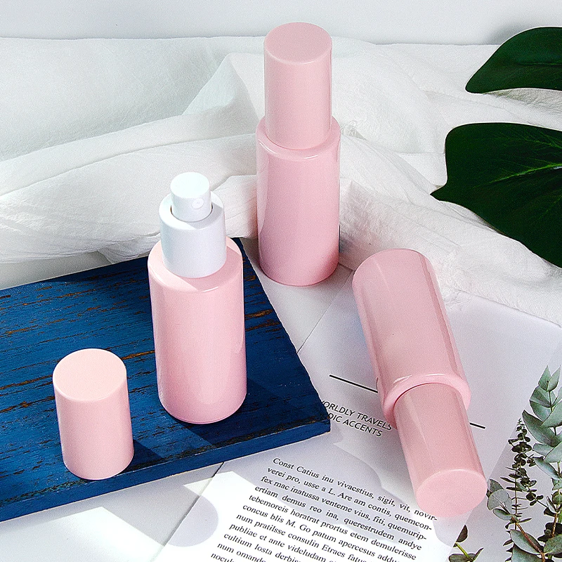 30ml 50ml 100 Ml Cosmetics Matte Pink Perfume Lotion Spray Mist Glass Bottle For Toner Essence Skin Care