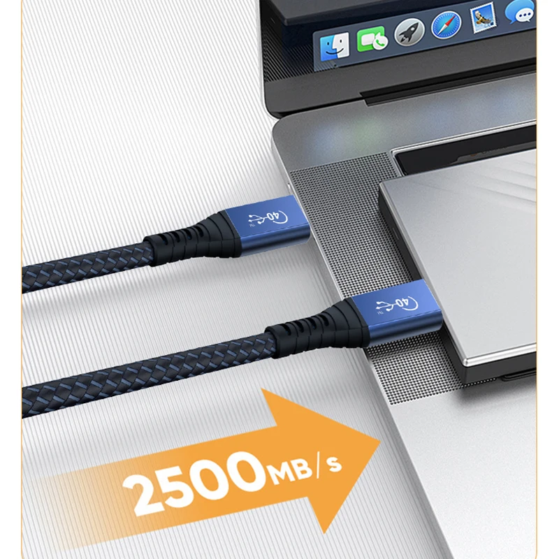 OEM ODM USB-IF CE Certified  Nylon Braid 100W Power Delivery Data Sync Cable 40Gbps 20V 5A Usb4 Fast Charging Cable