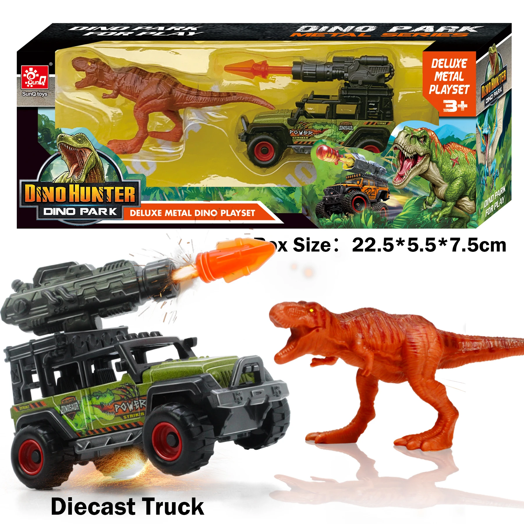 Sunq Factory Wholesale Diecast Truck with Mini Dinosaur Alloy Car Toy Helicopter Dino Capture Theme Ideal toys for kid