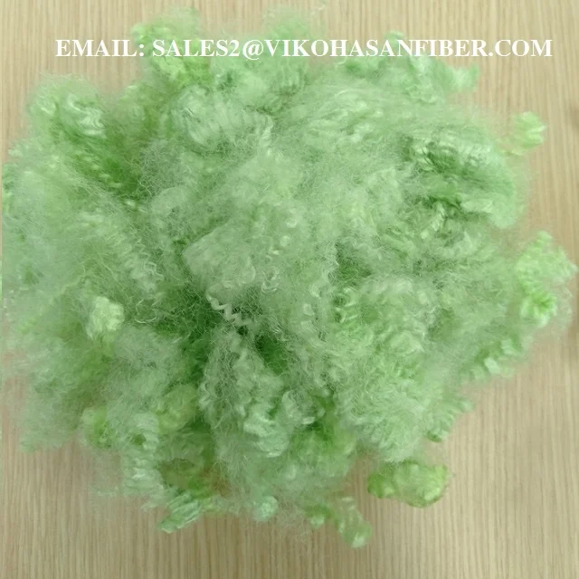 Polyester Staple Fibres 15D HS Green A grade Vikohasan Manufacturer and synthetic fiber and GRS recycled polyester fibre