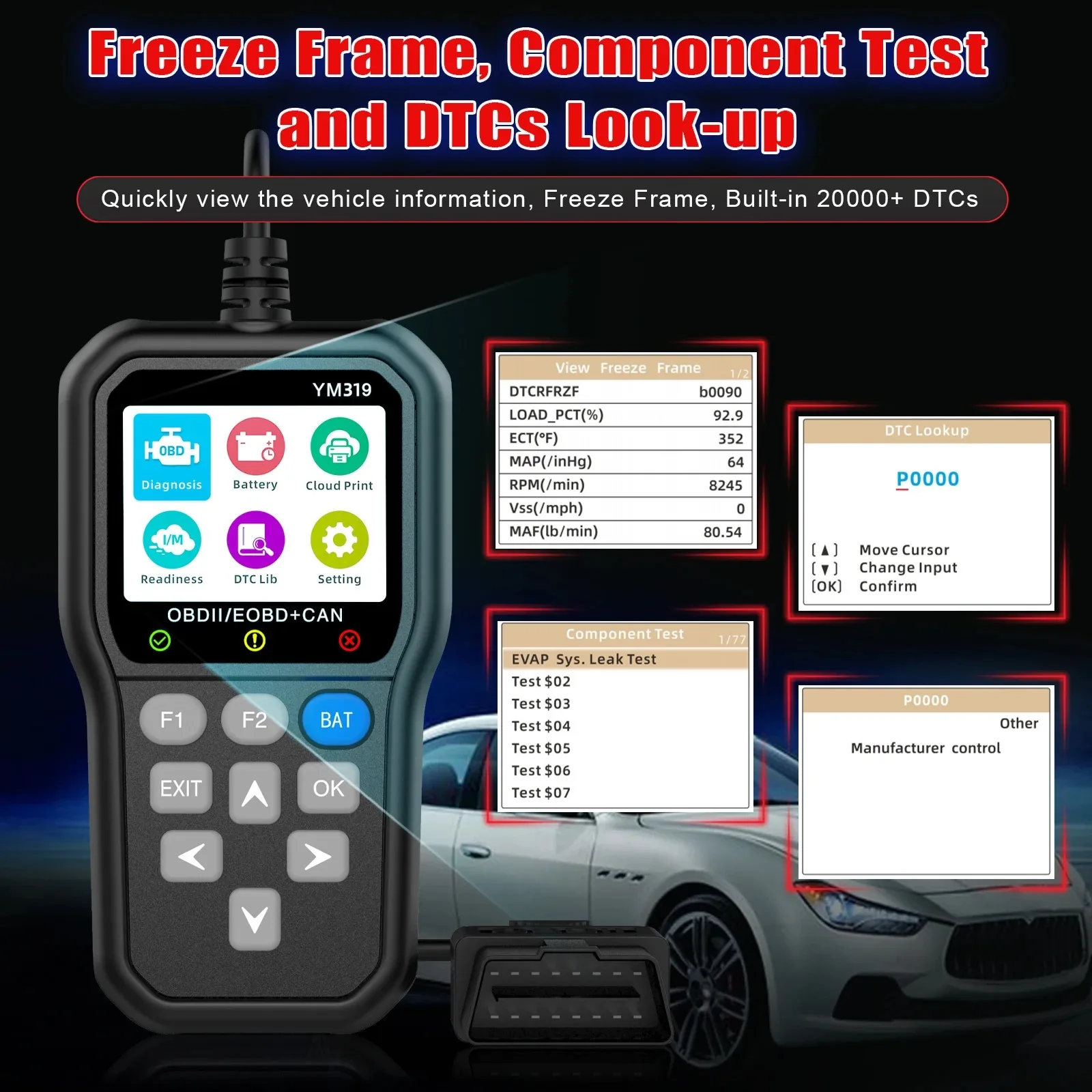 Lancol Handheld Car OBD2 Scanner Diagnostic Tool Essential Vehicle Diagnostic Software New Reader YM319