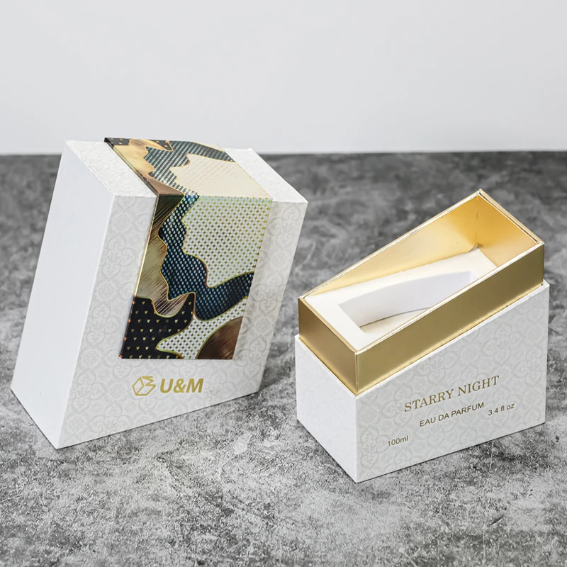 Custom Luxury Pearl Paper Hot Stamping & UV Printing Gift Arabian Perfume Packaging Storage Box for Perfume Bottles