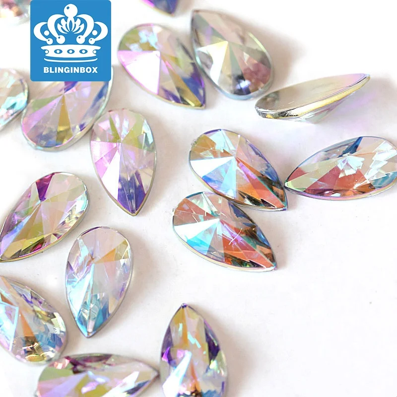 Teardrop Acrylic Nail Art Rhinestone Crystal AB Non Hotfix Rhinestone Droplet Flatback Acrylic Nail Art Decorations
