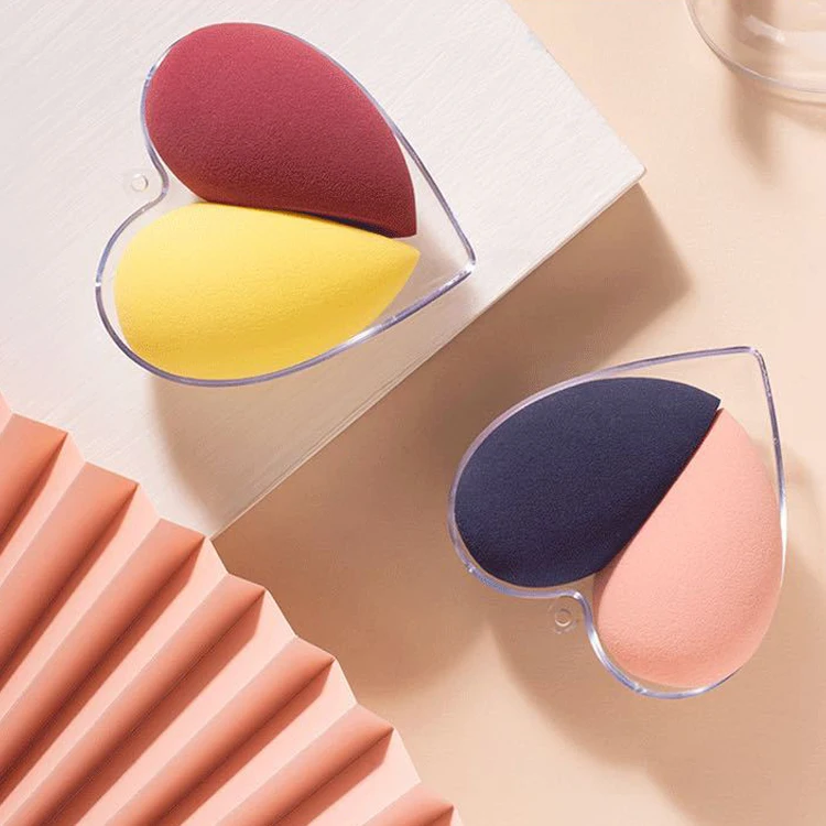  Высокое качество супер мягкий спонж beauty 2 шт. Косметическая пуховка для пудры макияжа набор в форме сердца пакет случай макияж