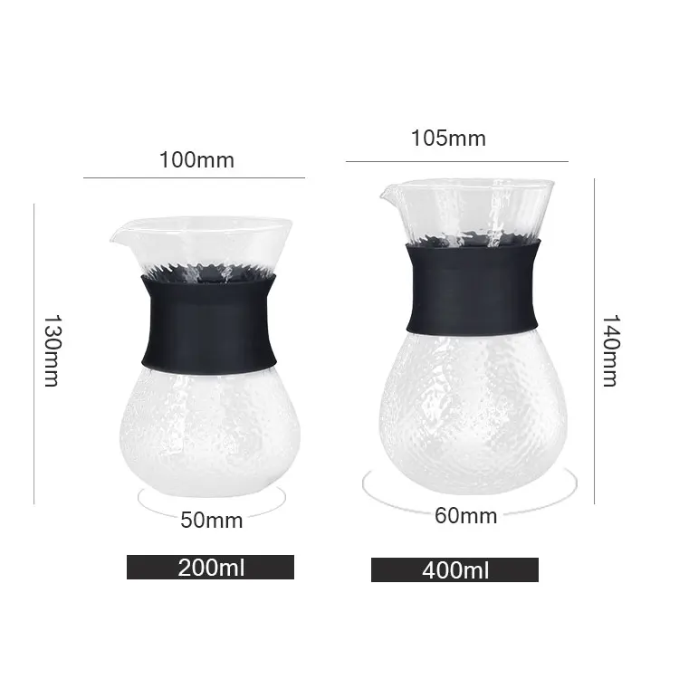 kitchen & tabletop 200ml 400ml borosilicate V60 glass pour over coffee dripper with handle
