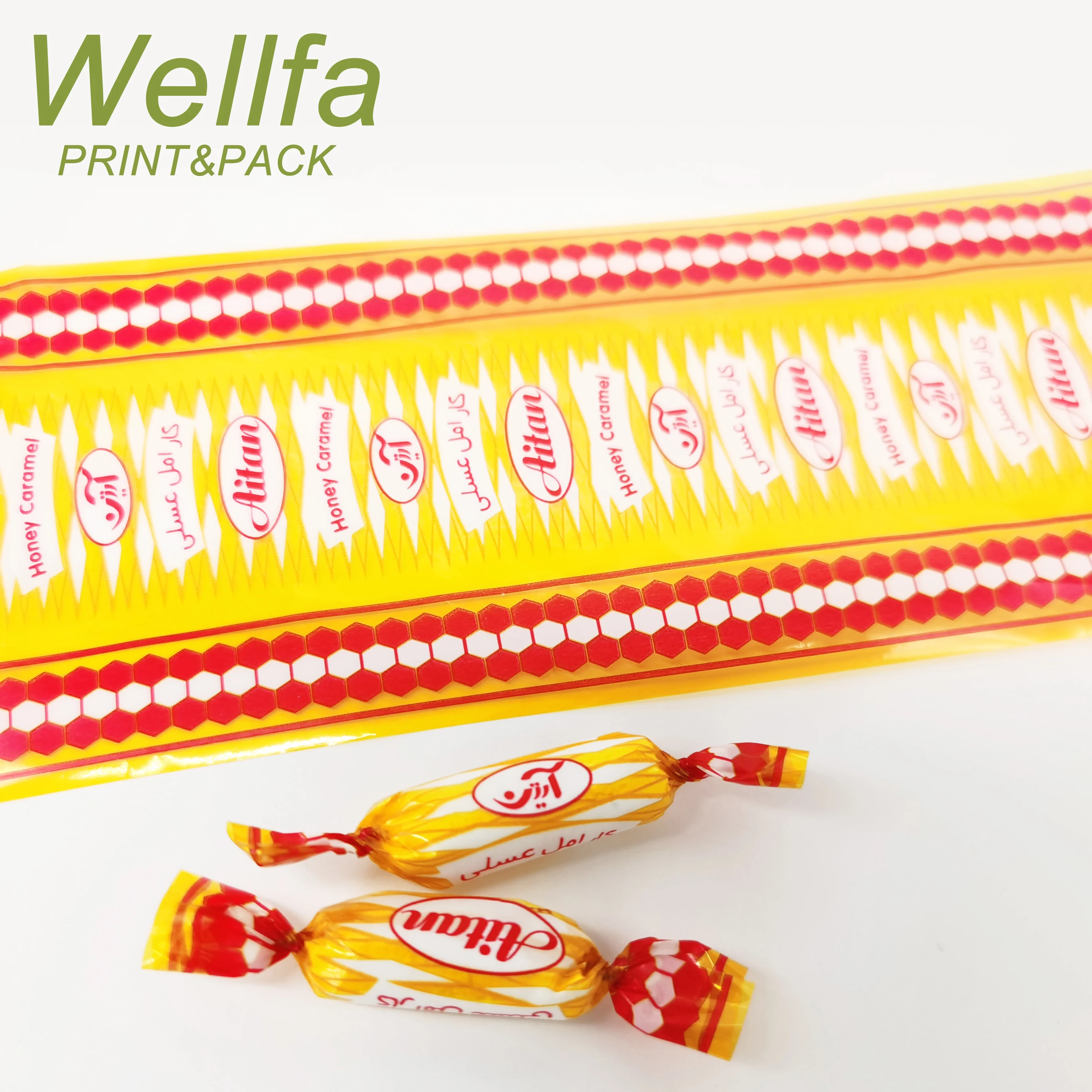 Custom Printed Soft Moisture Proof Plastic PET Candy Chocolate Wrapper Rolls Toffee Candy Twist Packaging Film