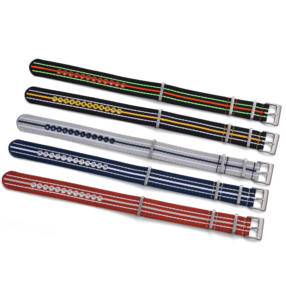 JUELONG Embroidery Eco-friendly Nylon Woven Watch Strap Luminous Recycled Nylon Watchband for Scuba Fifty Series Watches