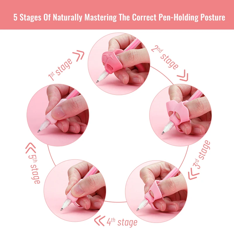 Tenwin 4700 Morden Style Children Silicone 5 Steps Pen Hold Posture Corrector For Kids Pencil Writing Aid Grip Holder
