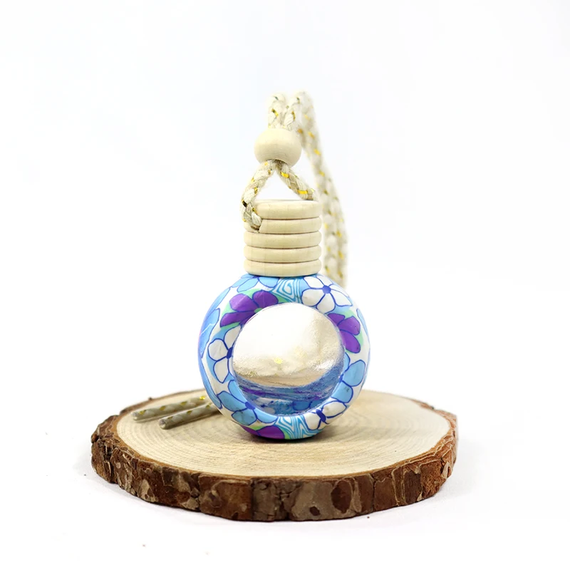 8ml 10ml Colored Polymer Clay Car Essential Oil Bottle Air Freshener Bottle Soft Ceramics Car Perfume Diffuser Hanging Bottle