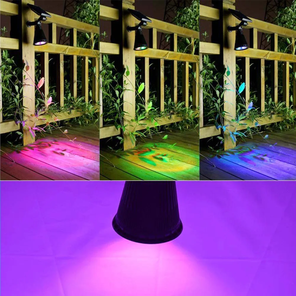Outdoor waterproof 7 led changing color 3W solar wall light,adjustable solar spotlight for courtyard,landscape,garden
