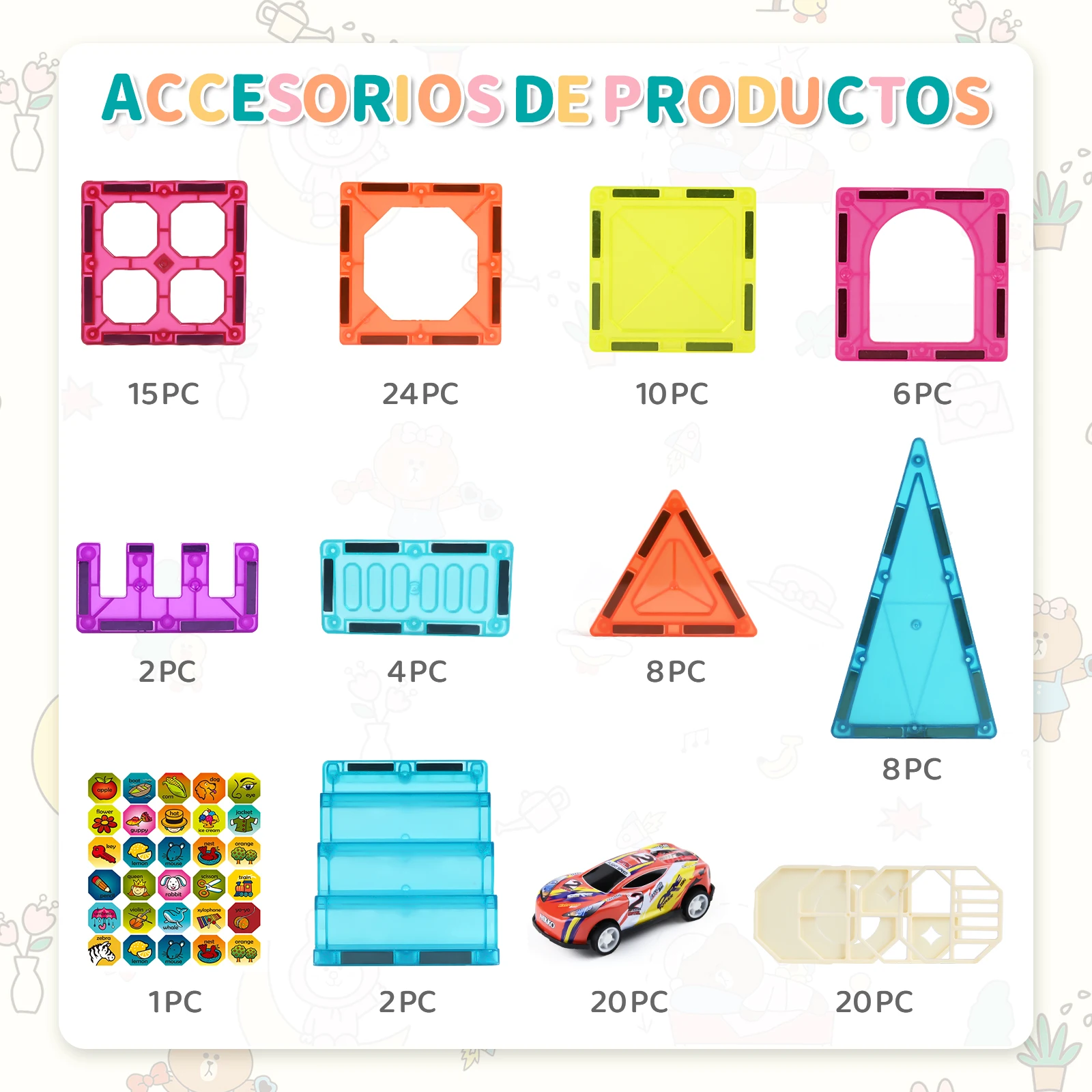 120Pcs Hot promotion kids educational magnetic tiles toys learning magnetic building blocks set stem building tiles with magnet