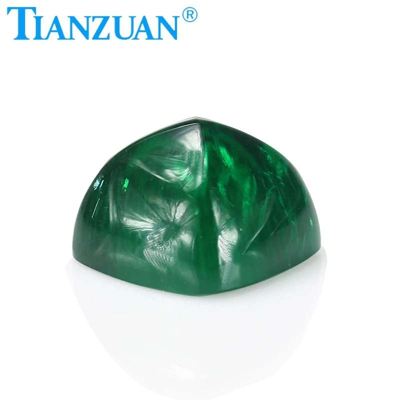 8mm10mm Sugar-loaf Cut Tower shape Hydrothermal  emerald green color including minor cracks inclusions loose gem stone