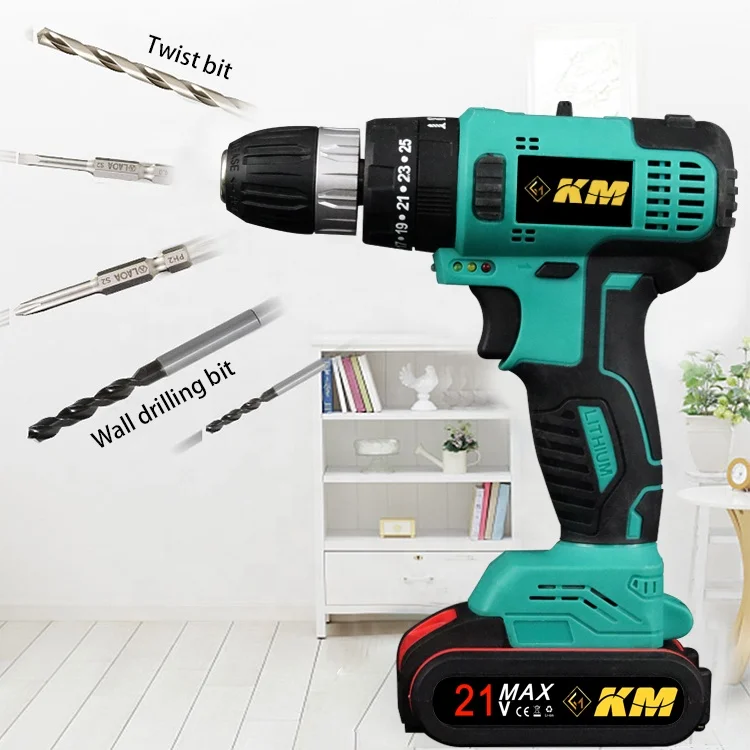 KM Factory Power Drills kit 21v portable electric cordless brushless 18V cordless drill Lithium Battery power tools kit
