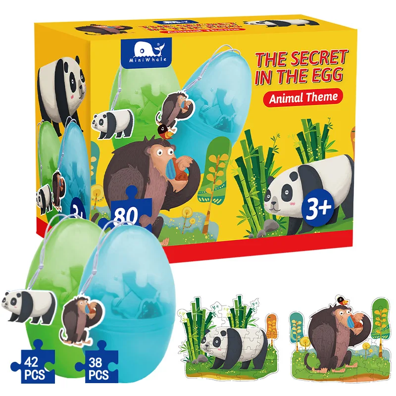 2024 New Arrivals Tiktok Hot Giant Panda Tiger Funny Egg Puzzle Children Puzzle Paper Baby Puzzle Children 3-6 years old