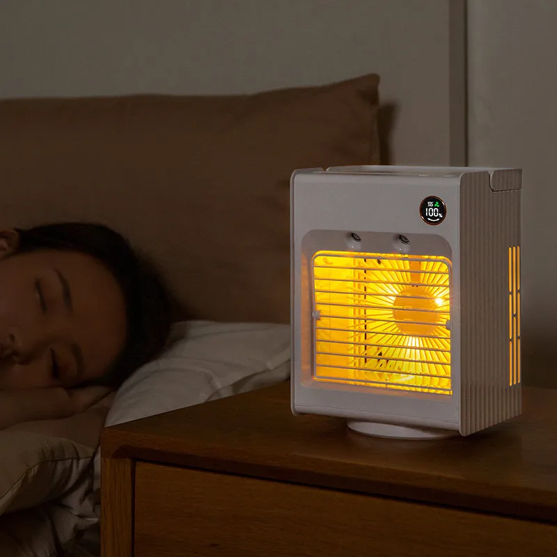 Cool Small Camping Fan USB Portable Rechargeable Stand Mini Table Fan Air Conditioner Mist Air Cooler Fan