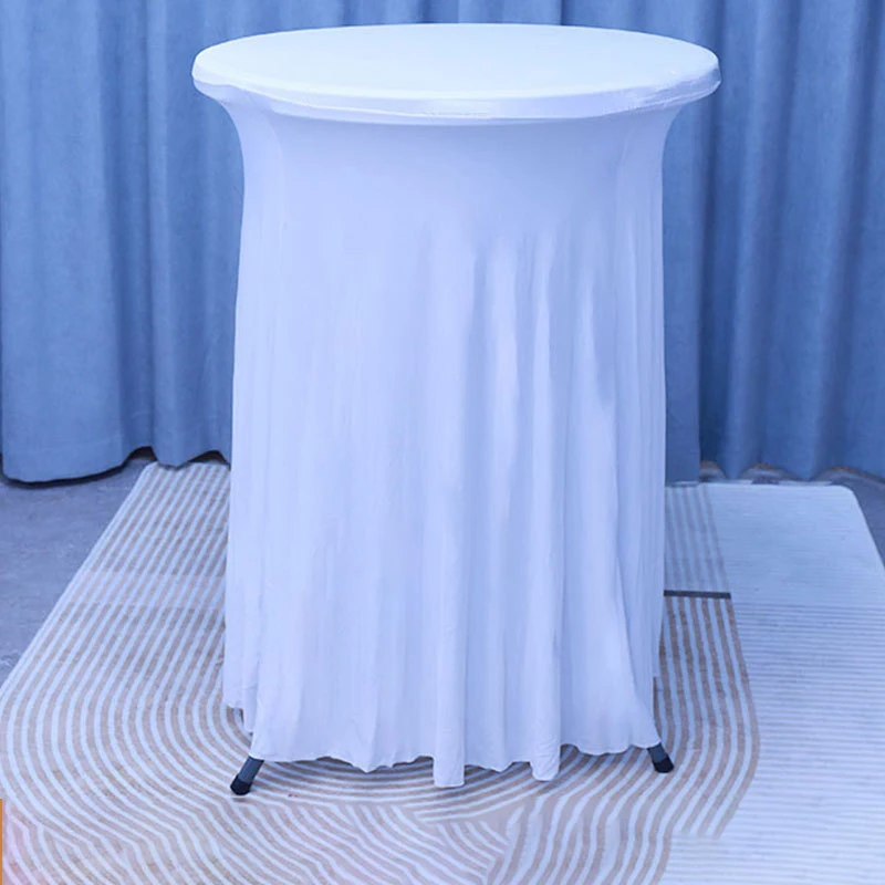 Wholesale Solid Color Elastic Stretch Tablecloth Outdoor Ruffled Wedding Party Table Skirt