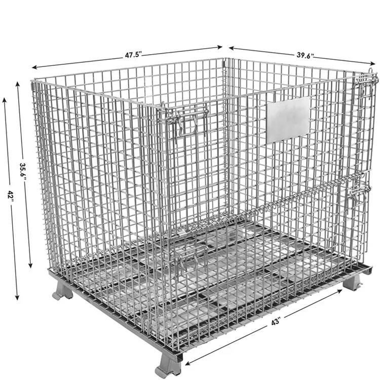 Half-Open Door Heavy Duty Folding Galvanized Steel Stacking Wire Mesh Containers