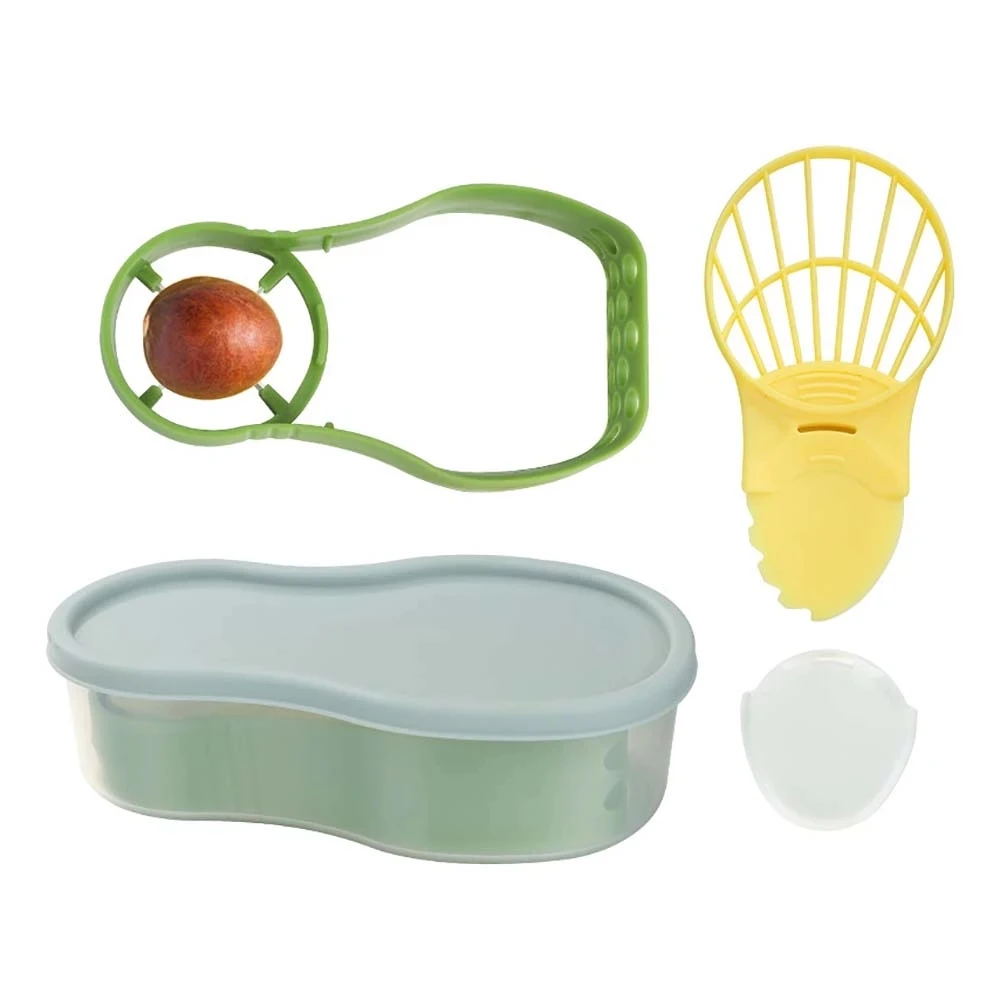 Avocado Slicer 6 In 1 Function Tool Storage Container Set for Kitchen Avocado Cutter with Green Chopper Fruit & Vegetable Peeler