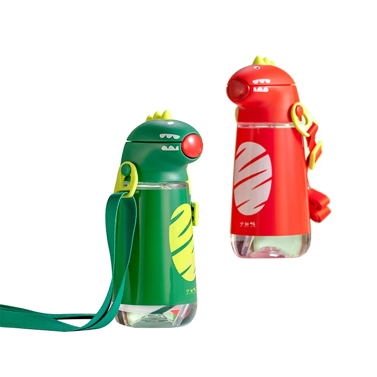 
Michley Hot Sale BPA-free Cute Cartoon Red Dinosaur Baby Style Tritan Plastic Kids Water Bottle With Straw 