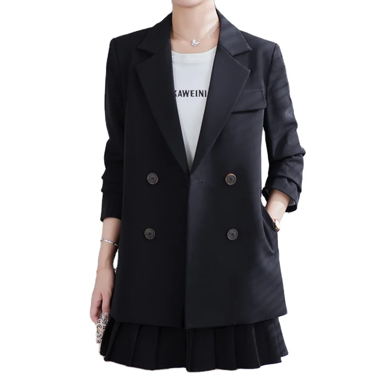 Japanese style Purple mini pleated short skirt working uniform customized young girl 2 piece tuxedo suit set for summer