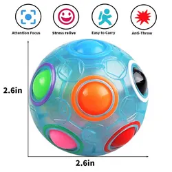 Magic Rainbow Puzzle Ball  Speed Cube Ball Puzzle Game Fun Stress Reliever Magic Ball Brain Teaser Fidget Toys