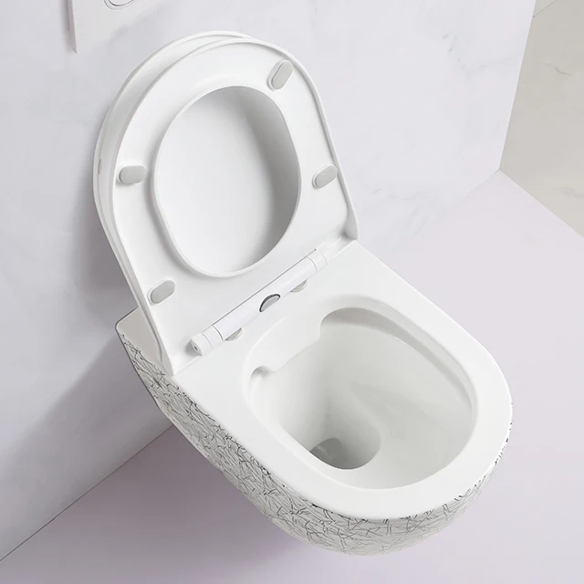 Prefab P Trap Marble Color Ceramic Wall Hang Wc Tankless Toilet Bowl Inodoro Suspendido Wall Toilet Set