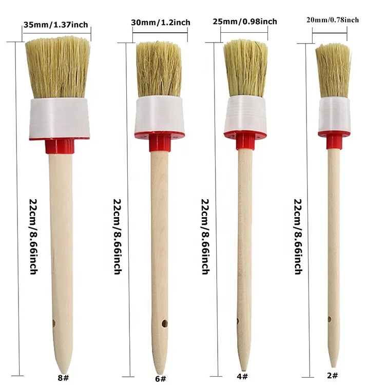 Wooden Handle Brush Chalk Paint Pig Bristles Plastic Ferrule Paint Brush for Painting Cleaning