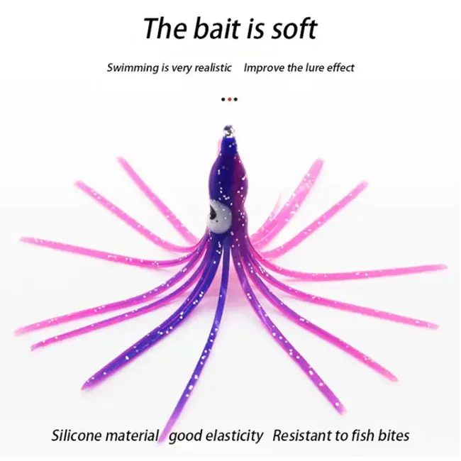 20 Color 6 Size Soft Fishing Lures Glow Trolling Saltwater Octopus Squid Skirt Lure for Bass Salmon Trout