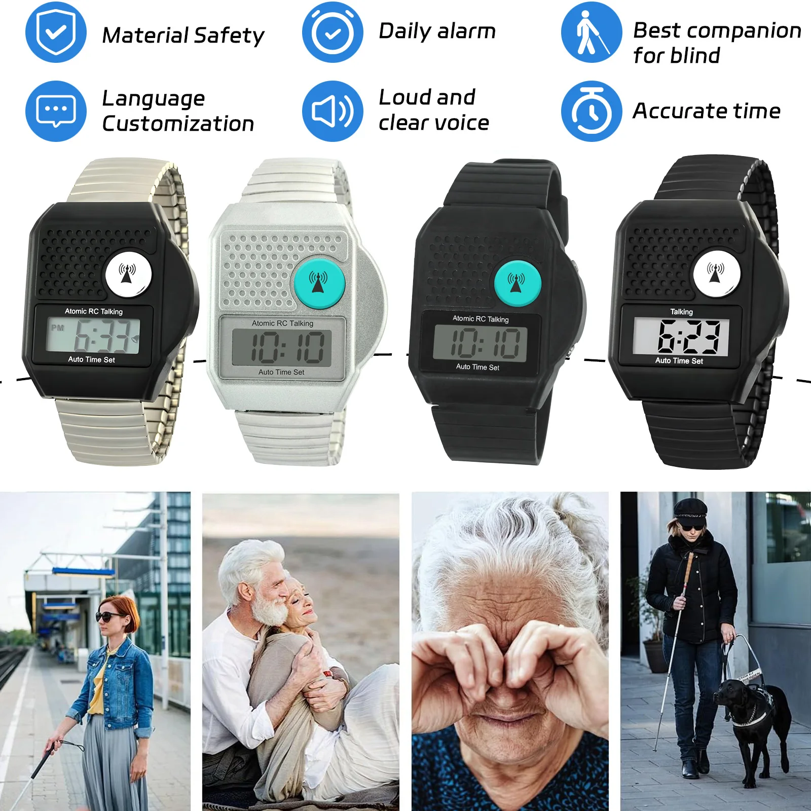 Sports Watches Men Wrist Waterproof Digital Talking Watch Original With Alarm Function Digital Watches Square