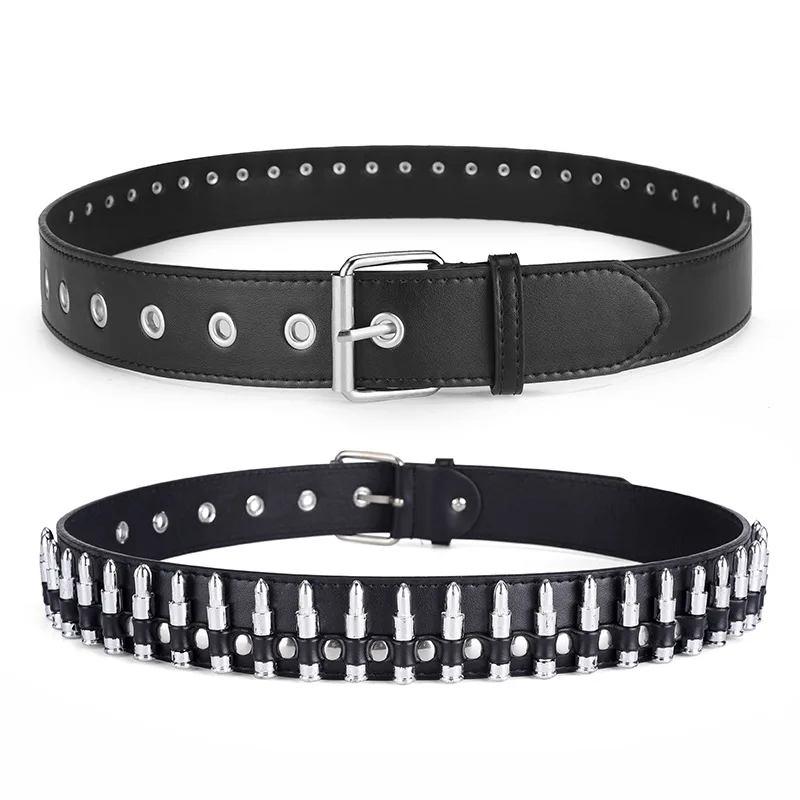 Wholesale Fashion Western Pyramid Rivet Leather Y2k Belt Punk Rock Studded Leather Belt For Women