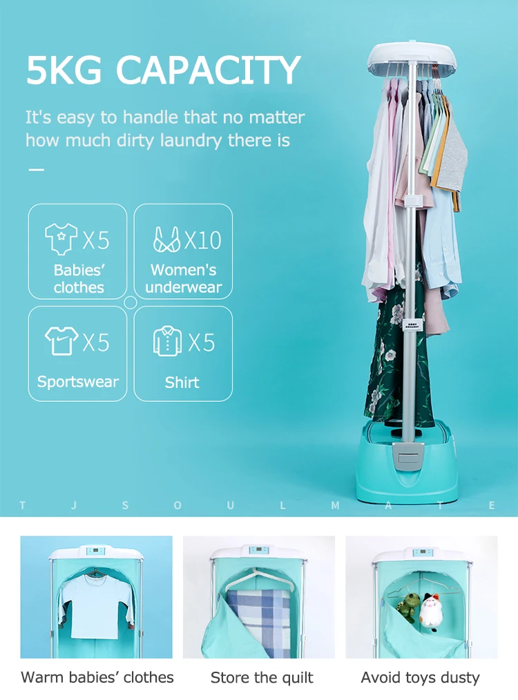 Hot steam air heater cabinet remote control freestanding portable electric clothes dryer foldable