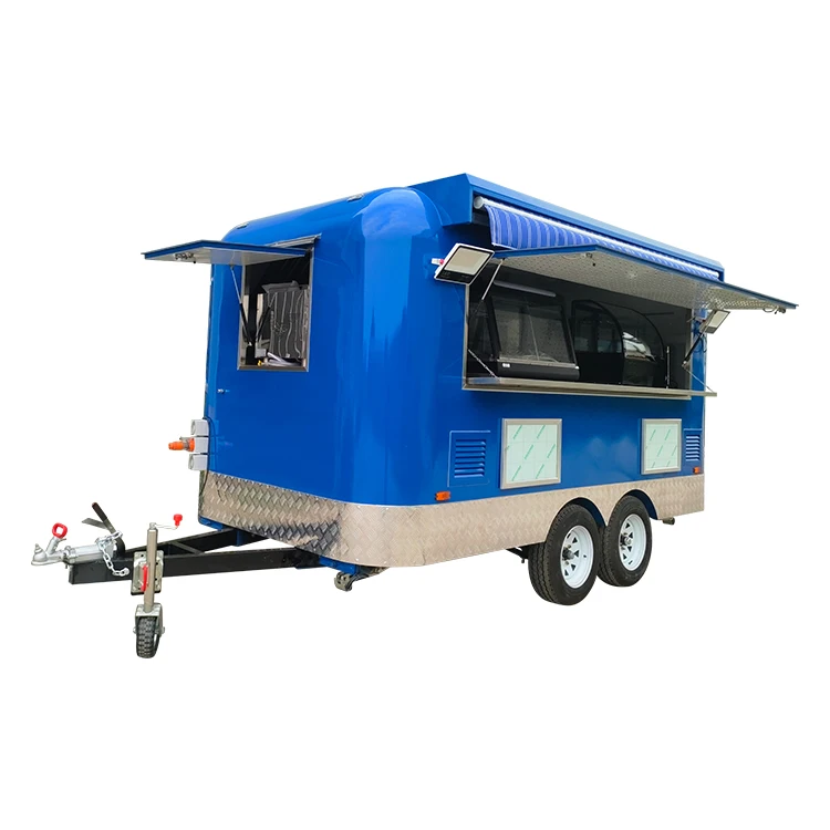 Custom Blue Color Mobile Fast Food Trailer Snack Food Vending Cart With Australian Standard