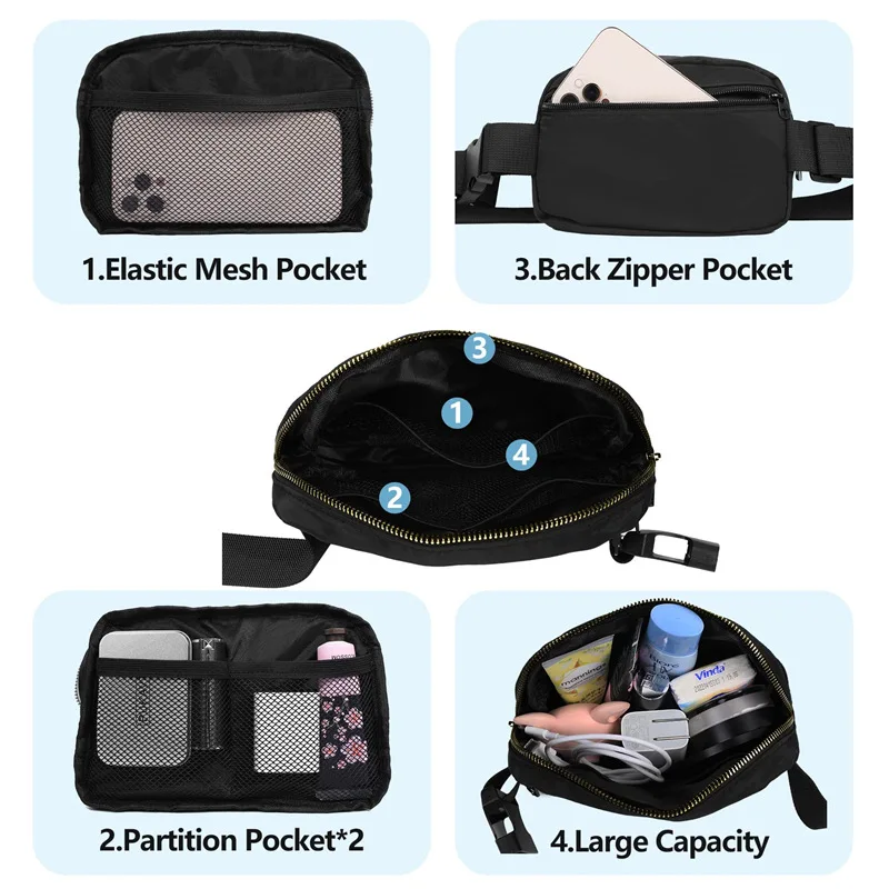 Extender Strap chest pouch custom print logo crossbody waist belt bag for women men waterproof luxury sport nylon fanny pack
