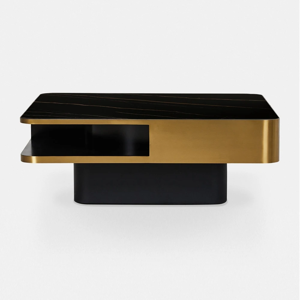 LC-106 high-end wholesale factory large sintered stone marble square coffee table with integrates storage space for living room